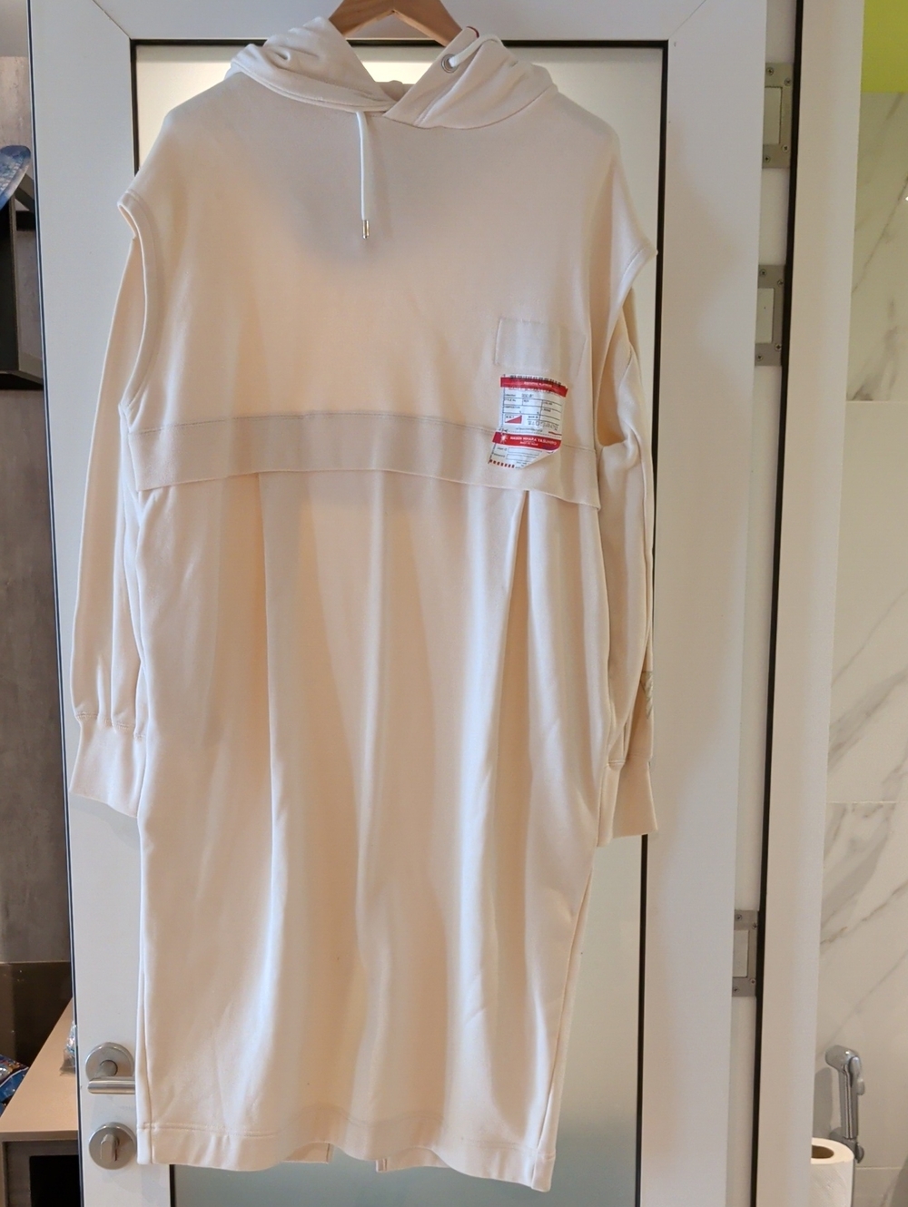 Miharayasuhiro Cream Maxi Hooded Dress with Patch Detail